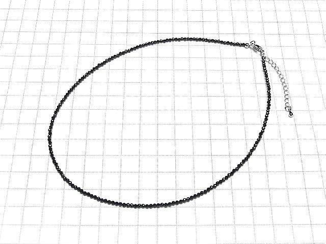 [Video] High Quality! Black Tourmaline AAA Faceted Round 2mm Necklace