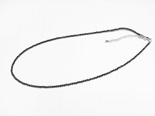 [Video]High Quality! Black Tourmaline AAA Faceted Round 2mm Necklace