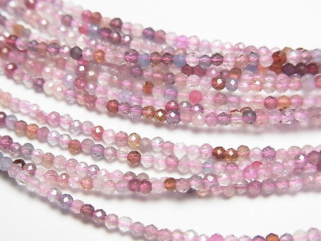 [Video]High Quality! Multi-color Spinel AAA Faceted Round 2mm Necklace