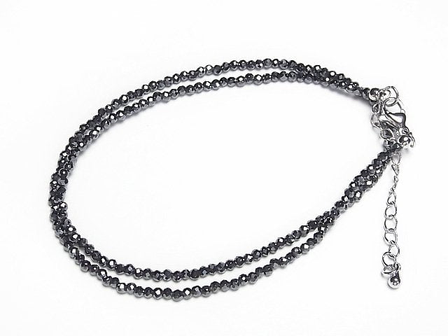 [Video]High Quality! Hematite Faceted Round 2mm Necklace