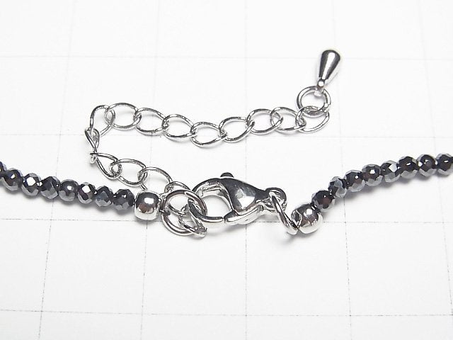 [Video]High Quality! Hematite Faceted Round 2mm Necklace