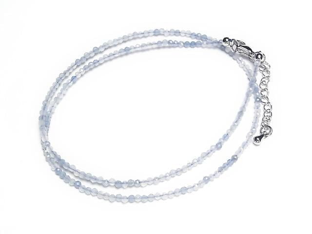 [Video] High Quality! Aquamarine AA Faceted Round 2mm Necklace
