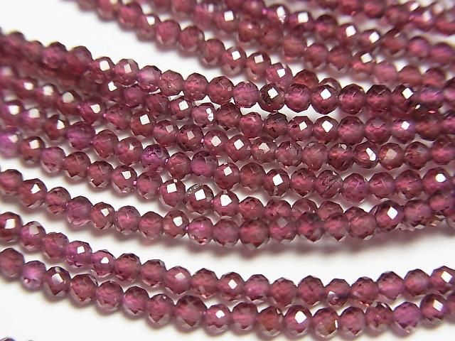 [Video] High Quality! Mozambique Garnet AAA-Faceted Round 2mm Necklace