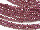 [Video] High Quality! Mozambique Garnet AAA-Faceted Round 2mm Necklace