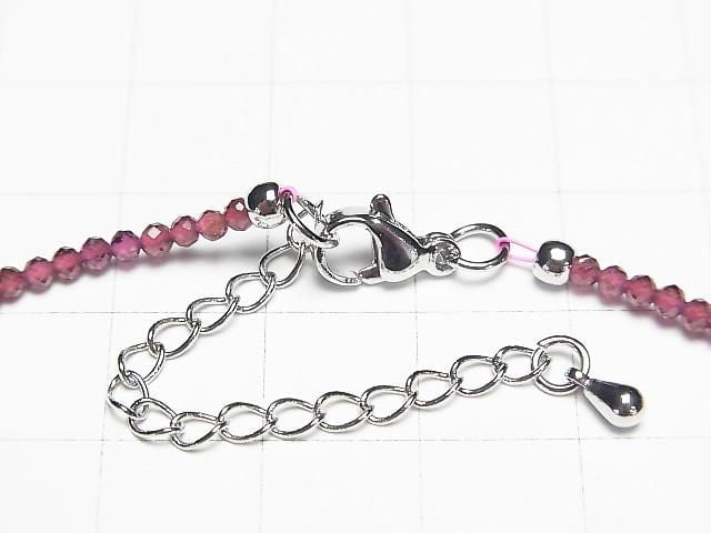 [Video] High Quality! Mozambique Garnet AAA-Faceted Round 2mm Necklace