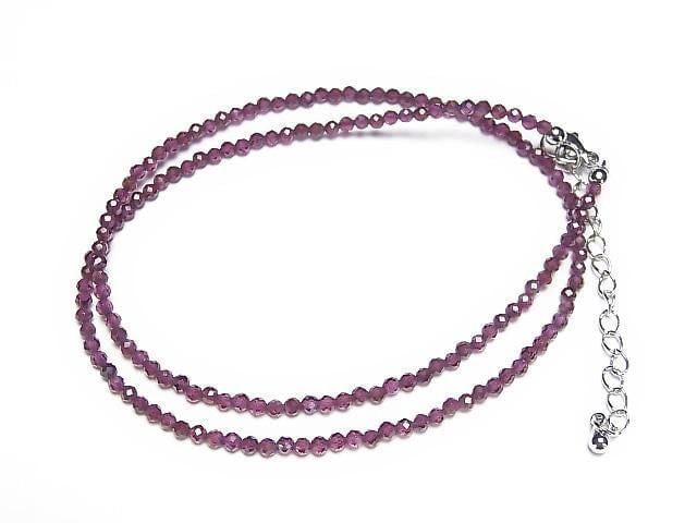 [Video] High Quality! Indian Garnet AAA-Faceted Round 2mm Necklace