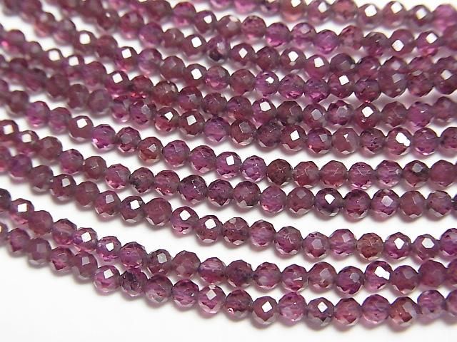 [Video] High Quality! Indian Garnet AAA-Faceted Round 2mm Necklace