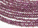 [Video]High Quality! Indian Garnet AAA- Faceted Round 2mm Necklace