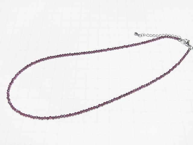 [Video] High Quality! Indian Garnet AAA-Faceted Round 2mm Necklace