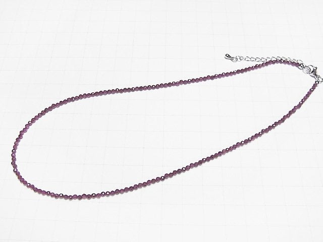 [Video]High Quality! Indian Garnet AAA- Faceted Round 2.5mm Necklace