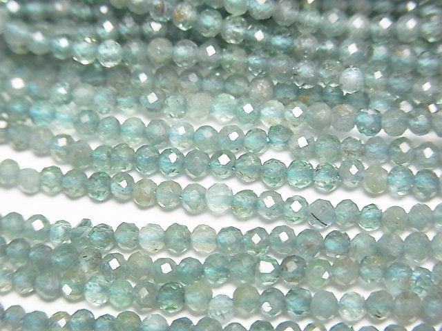 [Video]High Quality! Blue Green Apatite AA Faceted Round 2mm 1strand beads (aprx.15inch/37cm)