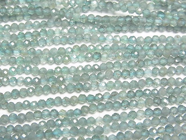 [Video]High Quality! Blue Green Apatite AA Faceted Round 2mm 1strand beads (aprx.15inch/37cm)