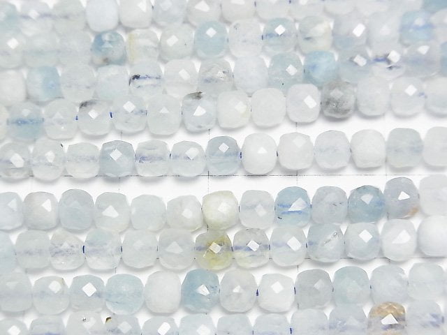 [Video]High Quality! Beryl Mix (Multicolor Aquamarine) AA Cube Shape 4x4x4mm 1strand beads (aprx.15inch/36cm)