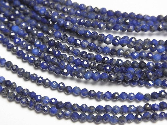 [Video]High Quality! Lapislazuli AA++ Faceted Round 2mm Necklace