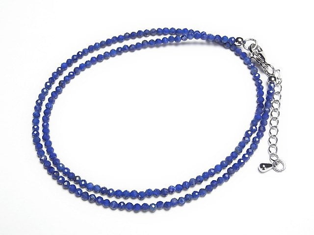 [Video]High Quality! Lapislazuli AAA- Faceted Round 2mm Necklace