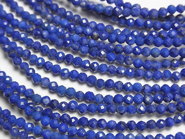 [Video]High Quality! Lapislazuli AAA- Faceted Round 2mm Necklace