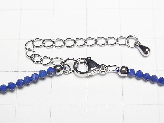 [Video]High Quality! Lapislazuli AAA- Faceted Round 2mm Necklace