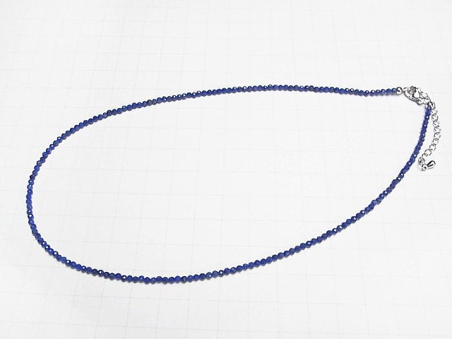 [Video]High Quality! Lapislazuli AAA- Faceted Round 2mm Necklace