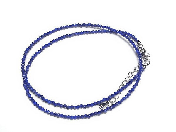 [Video]High Quality! Lapislazuli AAA Faceted Round 2mm Necklace