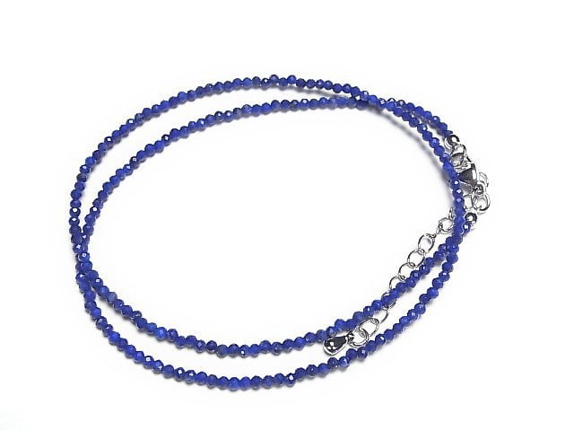 [Video]High Quality! Lapislazuli AAA Faceted Round 2mm Necklace