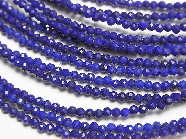 [Video]High Quality! Lapislazuli AAA Faceted Round 2mm Necklace