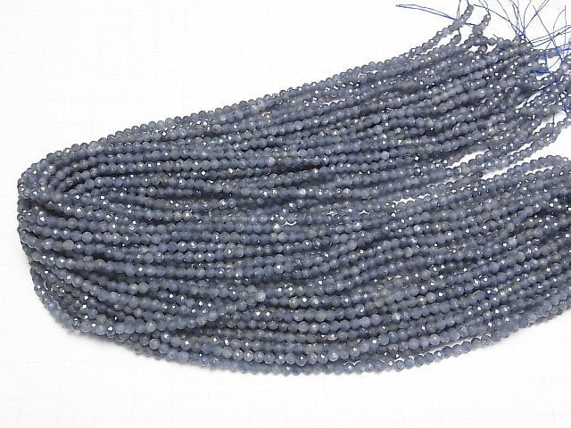 [Video] High Quality! Sapphire AA+ Faceted Round 3mm half or 1strand beads (aprx.15inch/37cm)