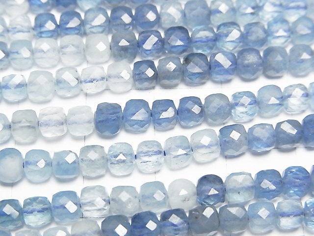 [Video] High Quality! Aquamarine AA++ Cube Shape 4x4x4mm half or 1strand beads (aprx.15inch/36cm)