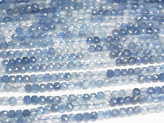 [Video] High Quality! Aquamarine AA++ Cube Shape 4x4x4mm half or 1strand beads (aprx.15inch/36cm)