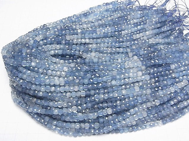 [Video] High Quality! Aquamarine AA++ Cube Shape 4x4x4mm half or 1strand beads (aprx.15inch/36cm)