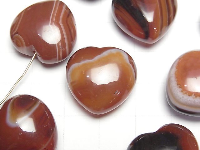 [Video] Carnelian, Sardonyx Half Drilled Hole Heart 19x20mm 2pcs