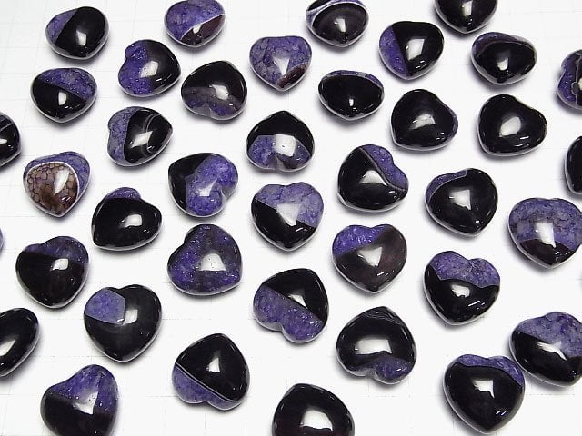 [Video] Black Agate x Purple Color Quartz Undrilled Heart 19x20mm 2pcs