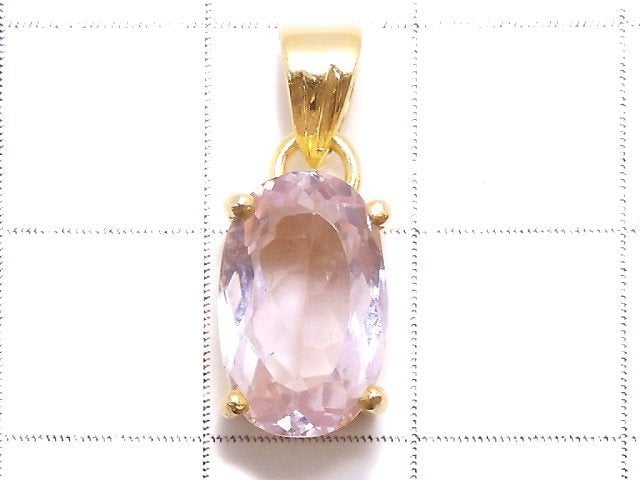 [Video][One of a kind] High Quality Kunzite AAA Faceted Pendant 18KGP NO.83