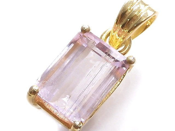 [Video][One of a kind] High Quality Kunzite AAA Faceted Pendant 18KGP NO.84