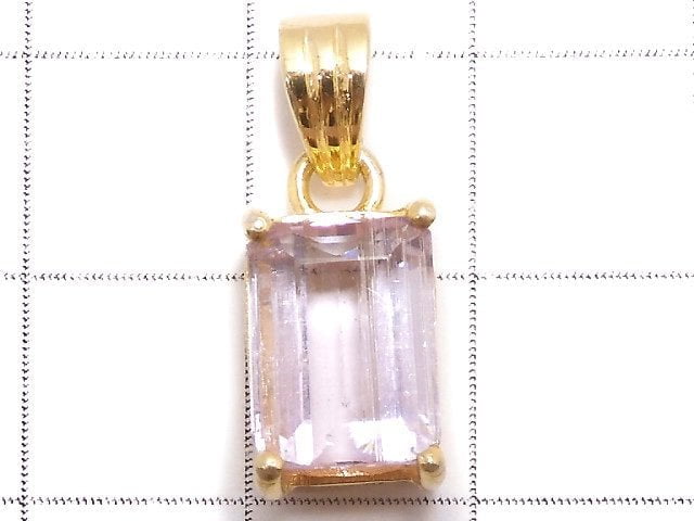 [Video][One of a kind] High Quality Kunzite AAA Faceted Pendant 18KGP NO.84