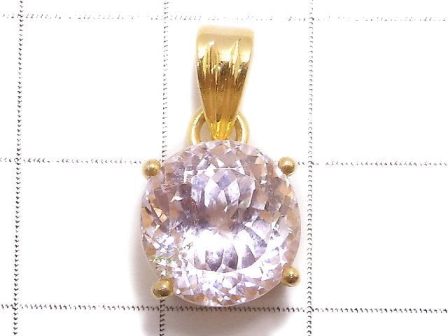 [Video][One of a kind] High Quality Kunzite AAA Faceted Pendant 18KGP NO.87