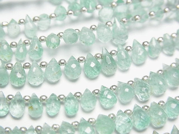 [Video]High Quality Emerald AAA- Drop Faceted Briolette half or 1strand beads (aprx.7inch/17cm)