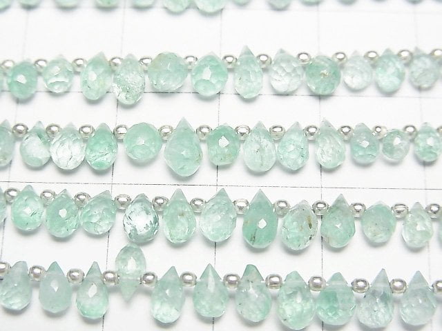 [Video]High Quality Emerald AAA- Drop Faceted Briolette half or 1strand beads (aprx.7inch/17cm)