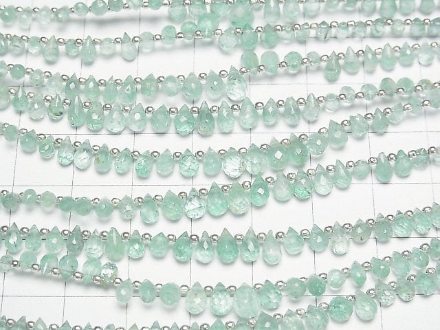 [Video]High Quality Emerald AAA- Drop Faceted Briolette half or 1strand beads (aprx.7inch/17cm)