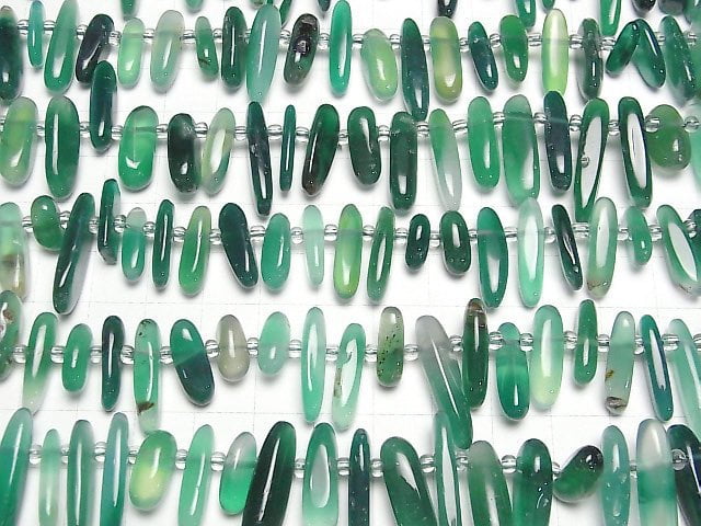 [Video] Green Onyx Nugget Top Side Drilled Hole 1strand beads (aprx.15inch/36cm)