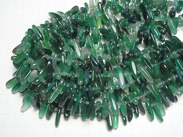 [Video] Green Onyx Nugget Top Side Drilled Hole 1strand beads (aprx.15inch/36cm)