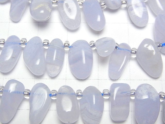 [Video]Blue Lace Agate AA++ Nugget Top Side Drilled Hole 1strand beads (aprx.15inch/37cm)