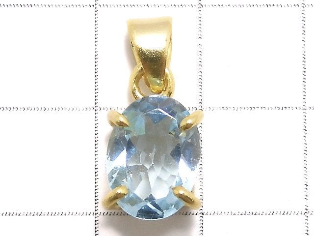 [Video][One of a kind] High Quality Sky Blue Topaz AAA Pendant 18KGP NO.54