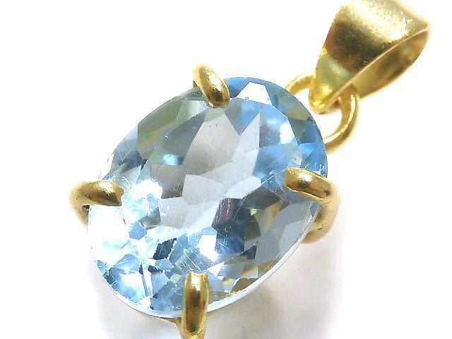 [Video][One of a kind] High Quality Sky Blue Topaz AAA Pendant 18KGP NO.58