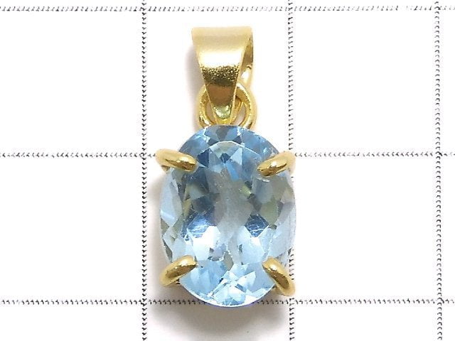 [Video][One of a kind] High Quality Sky Blue Topaz AAA Pendant 18KGP NO.58