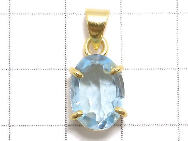 [Video][One of a kind] High Quality Sky Blue Topaz AAA Pendant 18KGP NO.59