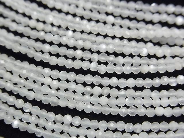 [Video] High Quality! White Moonstone AA++ Faceted Round 2mm Necklace
