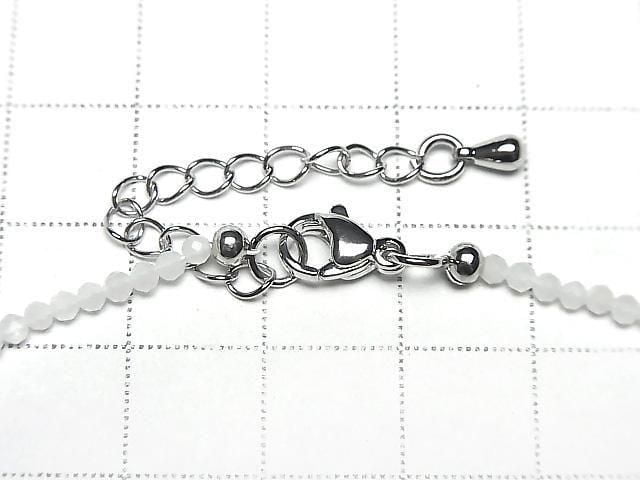 [Video] High Quality! White Moonstone AA++ Faceted Round 2mm Necklace