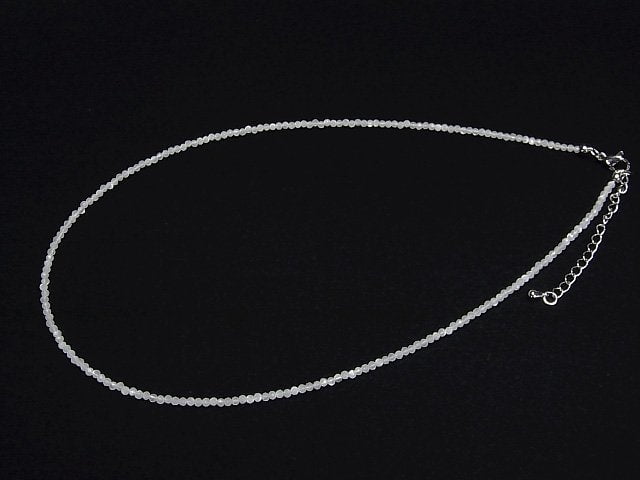 [Video]High Quality! White Moonstone AA++ Faceted Round 2mm Necklace