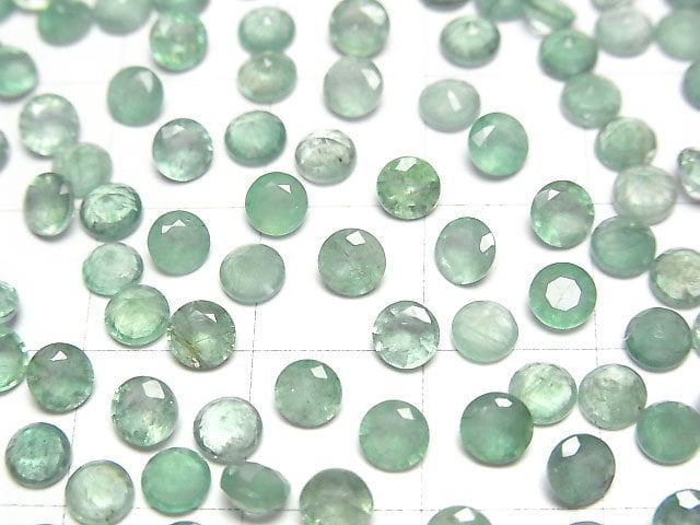 [Video]Zambia High Quality Emerald AA+ Loose stone Round Faceted 4x4mm 2pcs