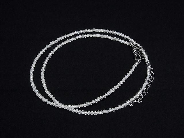 [Video] High Quality! Rainbow Moonstone AA++ Faceted Round 2mm Necklace